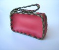 Leather Key Case Red With Green Trim
