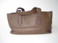 Leather Audrey Brown With Purple Trim