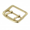 G4615 44.2mm Polished Brass, Center Bar Double Tongue Buckle, Solid Brass