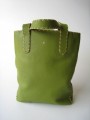 Leather Tote Bag 303 Green With Natural Trim