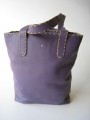 Leather Tote Bag 303 Violet With Natural Trim