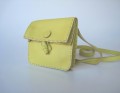 Leather Toggle Bag Yellow with Natural Trim