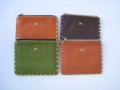 Leather Flat Small Orange With Green Trim